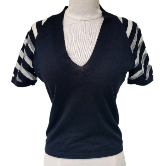 Vintage Valentino Top Black & White Small Medium - Picture 2 of 8